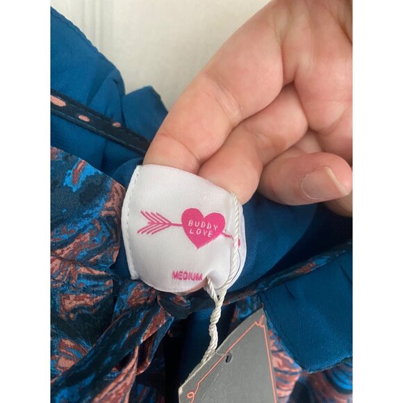 NWT Buddy Love Women's Zozo Elastic Waist V Neck, Bell Sleeve Dress - Medium - Picture 3 of 14